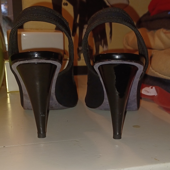 Donald J. Pliner Fenia black stretch fabric slingback pumps high heels size 7.5 - Picture 8 of 9